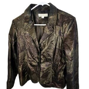 VTG Metallic Bamboo Traders Jacket Snake Print MOBWIFE Ombre MEDIUM City Chic